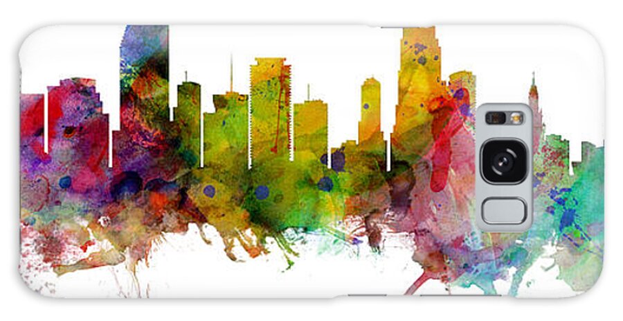 Miami Galaxy Case featuring the digital art Miami Florida Skyline Panoramic by Michael Tompsett