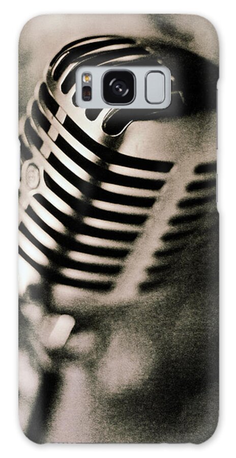 Silver Colored Galaxy Case featuring the photograph Microphone, Close-up B&w by Martin Barraud