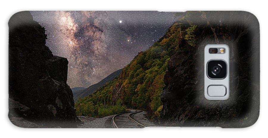 Crawford Galaxy S8 Case featuring the photograph Milky Way over Crawford Notch Railroad Tracks by William Dickman