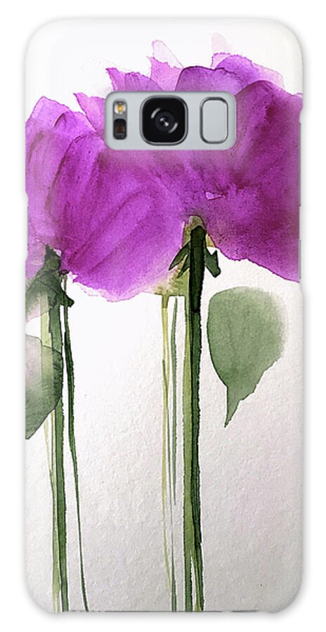 Purple Galaxy Case featuring the painting Minimalistic Purple Flowers by Britta Zehm