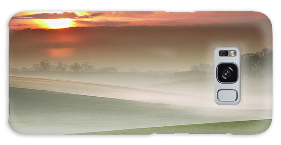Tranquility Galaxy Case featuring the photograph Mist Over Landscape Of Rolling Hills by Andy Freer