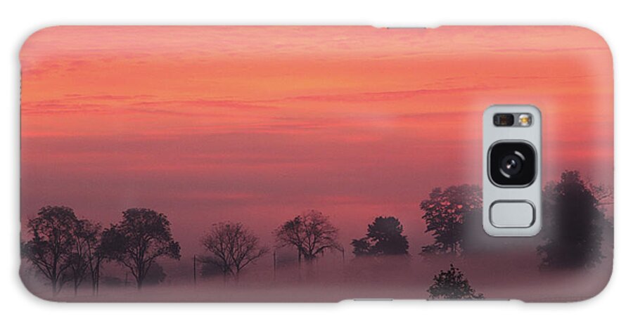 Orange Color Galaxy Case featuring the photograph Mist Rising In Field, Dawn, Summer by Tony Sweet