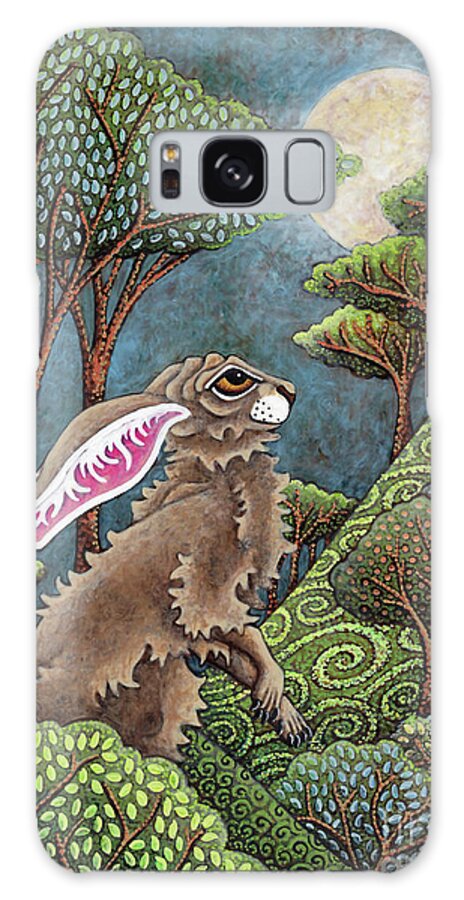 Hare Galaxy Case featuring the painting Moon Gazing Hare 4 by Amy E Fraser