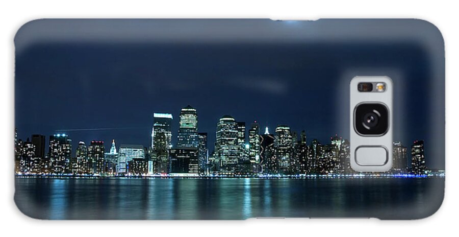 Lower Manhattan Galaxy Case featuring the photograph Moon Light Over New York City by Brandonj74