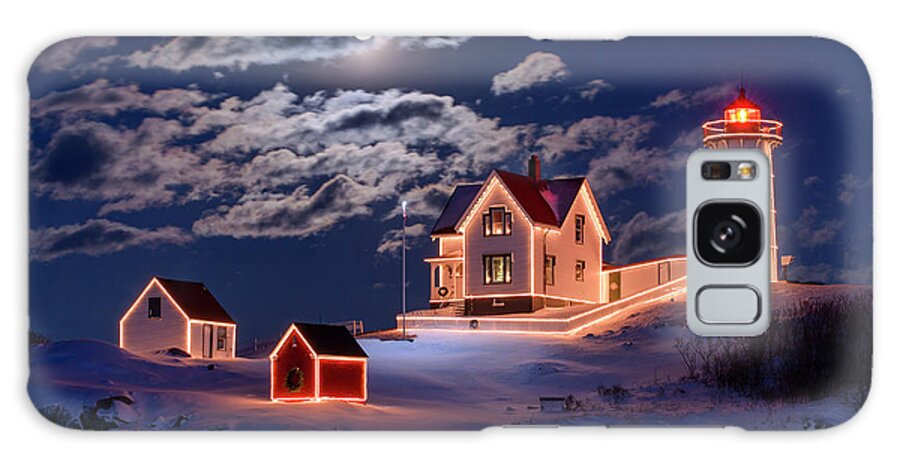 Moon Over Nubble Galaxy Case featuring the photograph Moon Over Nubble by Michael Blanchette Photography