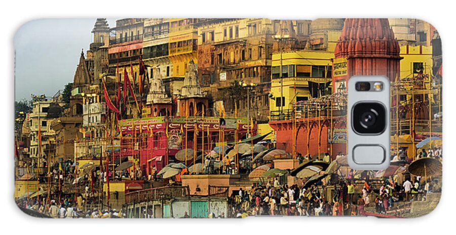 Crowd Galaxy Case featuring the photograph Moored Boats At The Sacred Prayag by Glen Allison