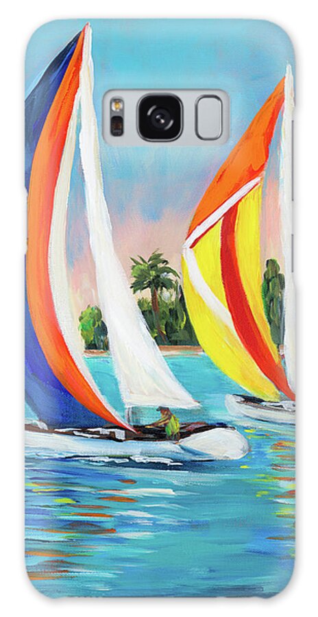 Morning Galaxy Case featuring the painting Morning Sails Vertical I by South Social D