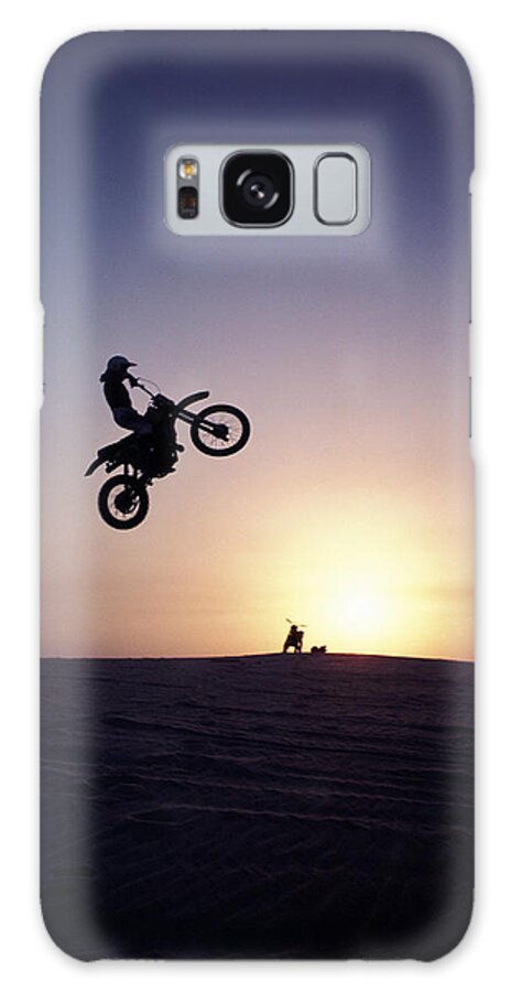 People Galaxy Case featuring the photograph Motorcyclist In Mid-air Jump by James Porto