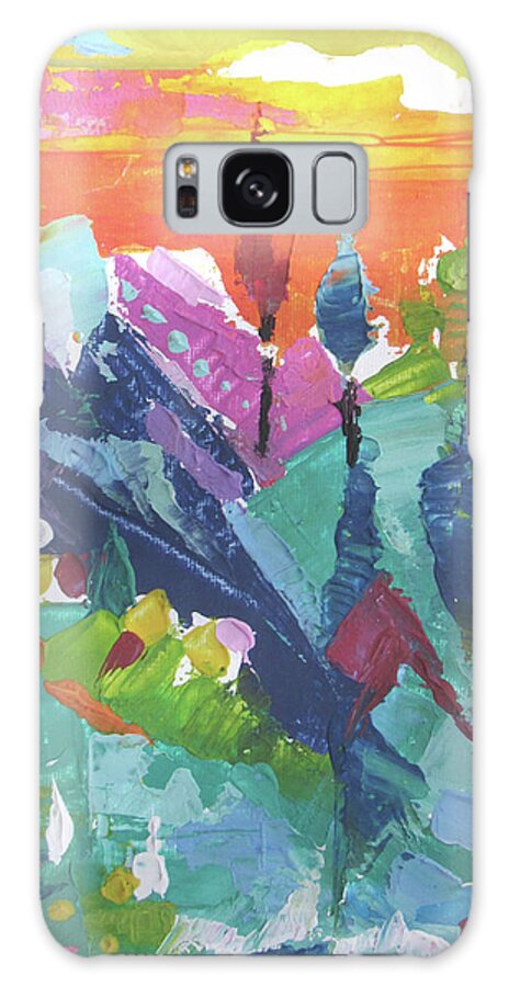 Acrylic Galaxy Case featuring the painting Mountain Sunrise by Jean Batzell Fitzgerald