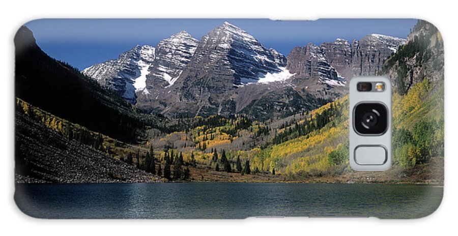 Tranquility Galaxy Case featuring the photograph Mountains W Sky And Water, Maroon by Chris Rogers