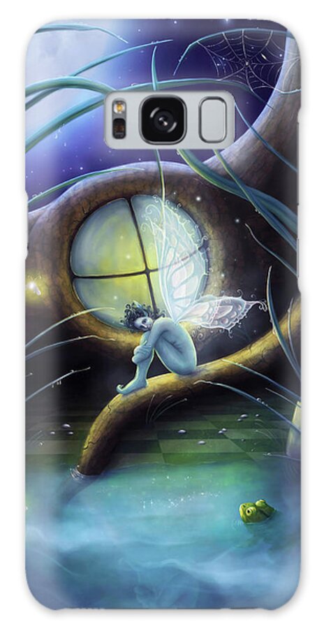 Fairie Sitting On Tree Root Galaxy Case featuring the digital art Mr. Frog And The Fireflies by Susan Mckivergan