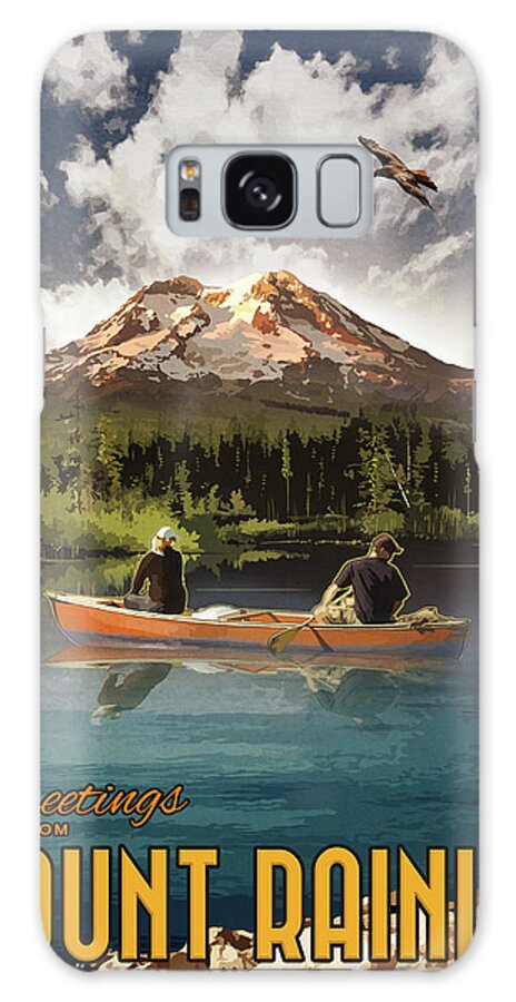 Mt Rainier Galaxy Case featuring the mixed media Mt Rainier by Old Red Truck