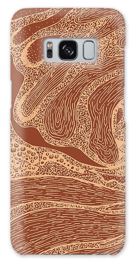 Abstract Lines Galaxy Case featuring the mixed media Mud Wave 2 - Abstract Lines - Terracotta Abstract - Modern, Contemporary Print - Brown, Burnt Orange by Studio Grafiikka