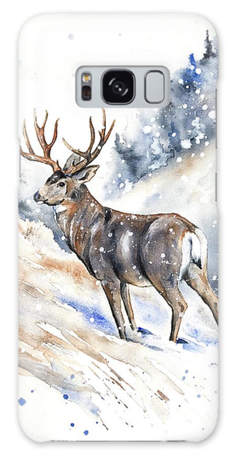 Mule Deer Galaxy Case featuring the painting Mule Deed Buck by Zaira Dzhaubaeva