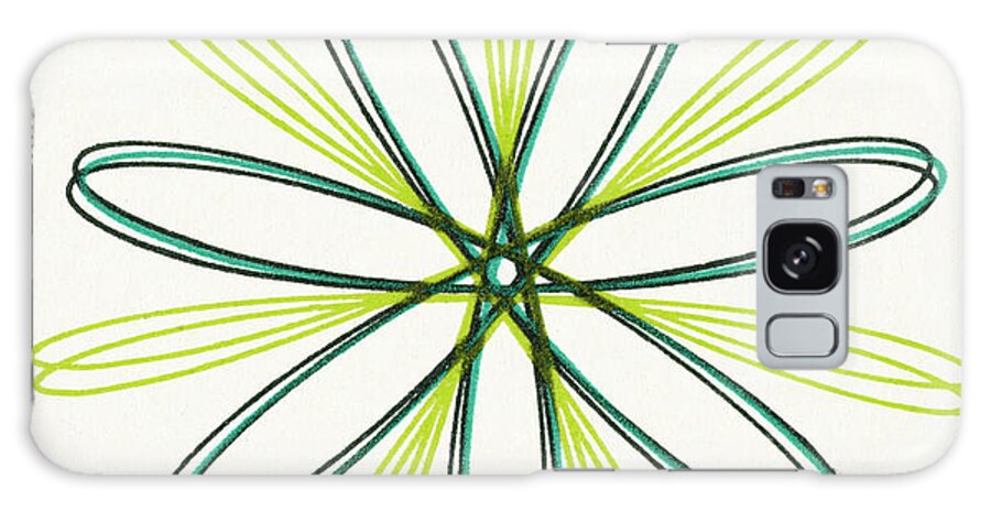 Accent Ornament Galaxy Case featuring the drawing Multi Green Flower Line Design by CSA Images