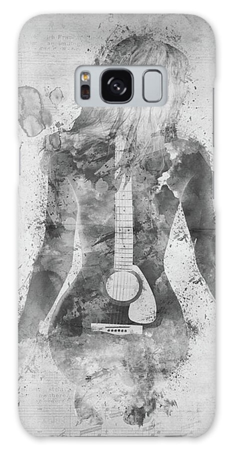 Guitar Galaxy Case featuring the digital art Music Was My First Love in Black and White by Nikki Marie Smith