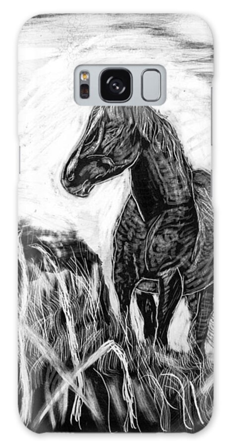 Mustang Galaxy Case featuring the drawing Mustang by Branwen Drew