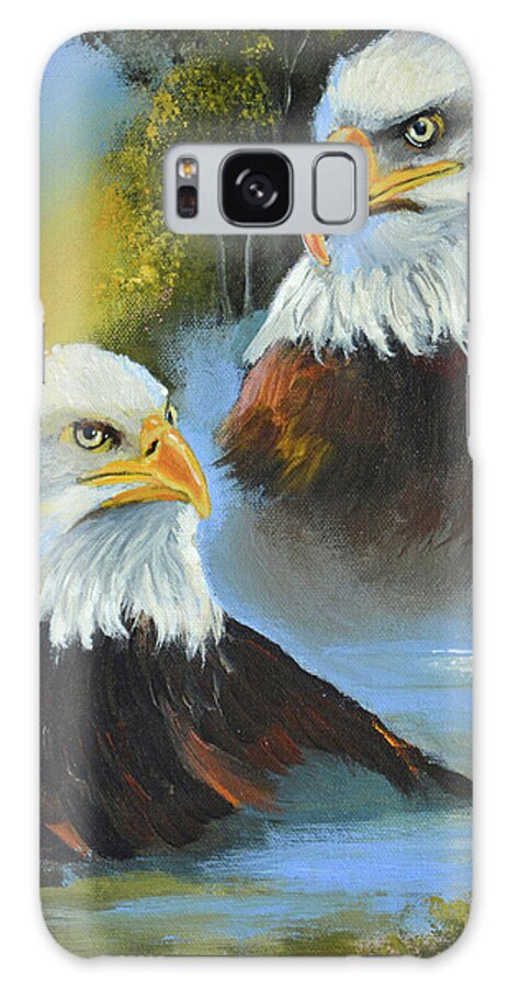 Mystic Eagles Galaxy Case featuring the painting Mystic Eagles by Sue Clyne