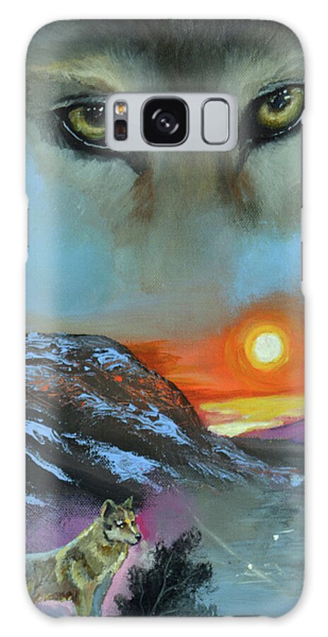 Mystic Wolf Galaxy Case featuring the painting Mystic Wolf by Sue Clyne