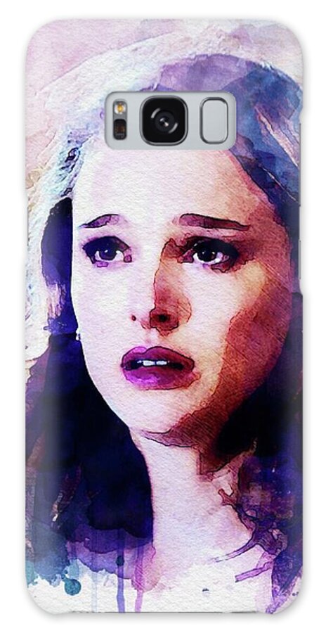 Natalie Portman Galaxy Case featuring the mixed media Natalie - No Strings Attached by Shehan Wicks