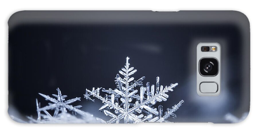 Snowfall Galaxy Case featuring the photograph Natural Snowflakes On Snow Photo Real by Ch123