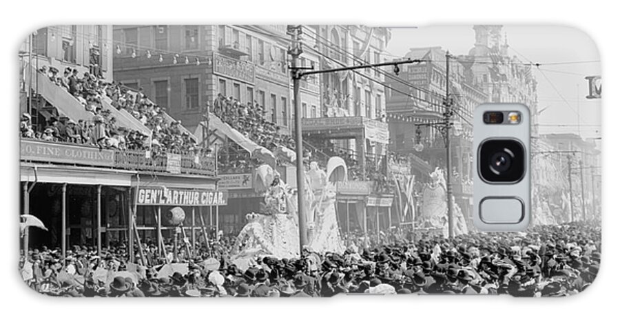 Detroit Publishing Co. Galaxy Case featuring the photograph New Orleans, Louisiana, Mardi Gras Day, The red Pageant, C.1890-1910 (b/w Photo) by Detroit Publishing Co