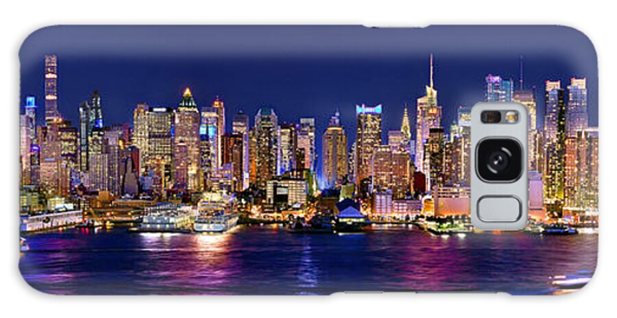 New York City Skyline At Night Galaxy Case featuring the photograph New York City NYC Midtown Manhattan at Night by Jon Holiday