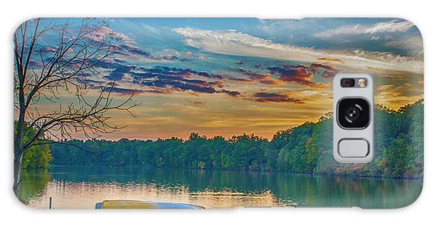 Lake Galaxy Case featuring the photograph Newport Lake Orange Glow by Janice Pariza