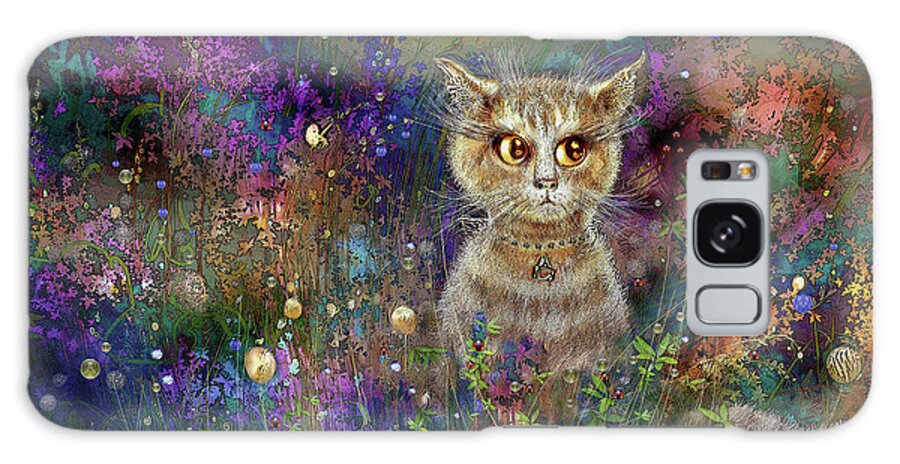 Night Cat 2 Galaxy Case featuring the digital art Night Cat 2 by Natalia Rudzina