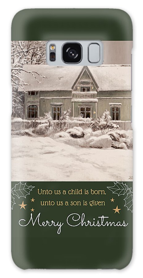 Christmas Card Galaxy Case featuring the painting Nordic Town Houses - House of the Undertaker - Christmas card version by Hans Egil Saele