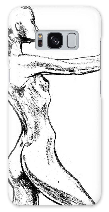 Nude Galaxy Case featuring the drawing Nude Model Gesture XVII by Irina Sztukowski