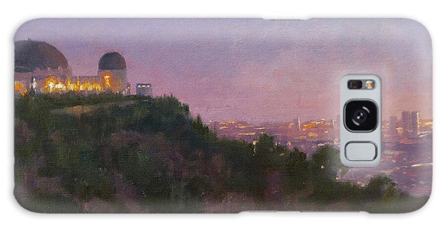 Griffith Observatory Galaxy Case featuring the painting Observing the Sunset by Sharon Weaver