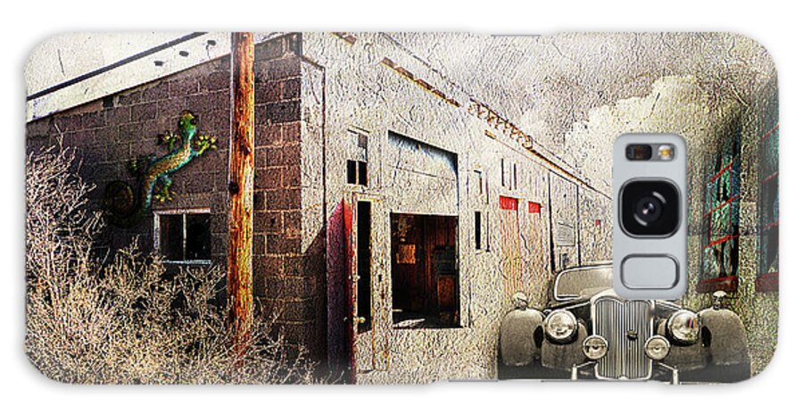 Old Buildings Galaxy Case featuring the digital art Old Bldgs w/ Car by Deb Nakano