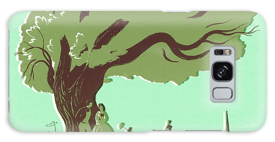 Campy Galaxy Case featuring the drawing Old Time Scene Under Tree by CSA Images