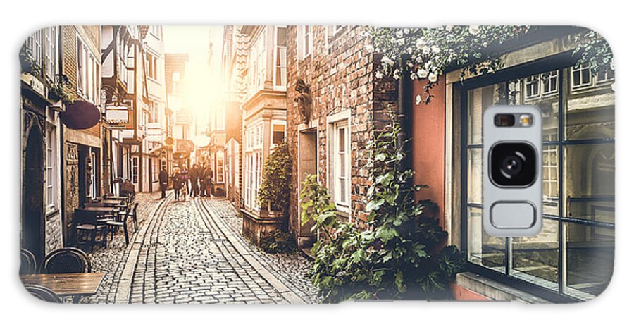Facade Galaxy Case featuring the photograph Old Town In Europe At Sunset With Retro by Canadastock