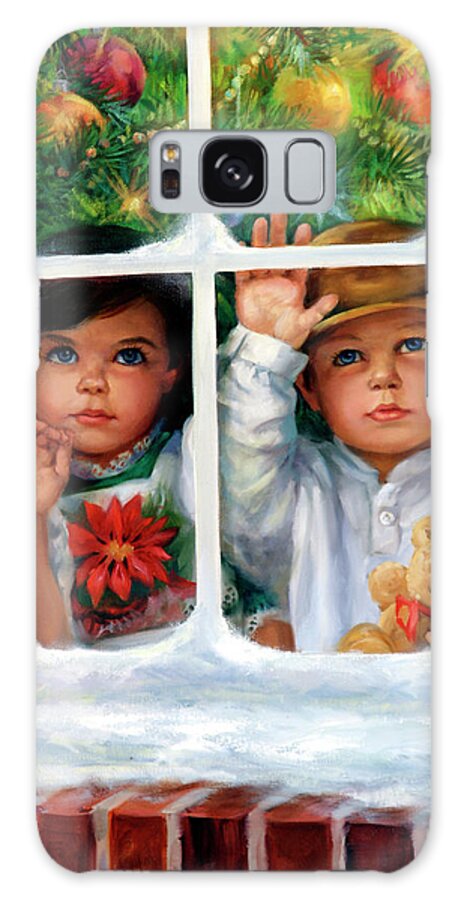 Once Upon A Christmas Galaxy Case featuring the painting Once Upon A Christmas by Laurie Snow Hein