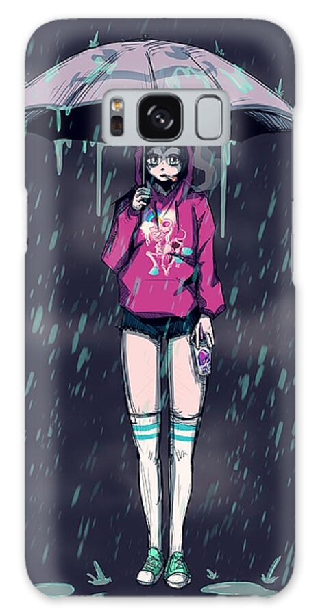 Rain Galaxy Case featuring the drawing Only Happy When It Rains by Ludwig Van Bacon