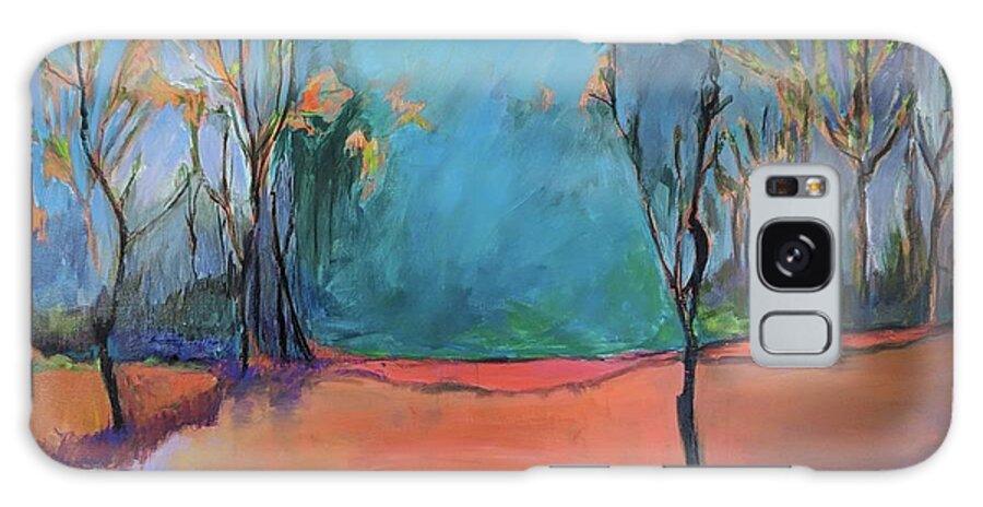 Landscape Galaxy S8 Case featuring the painting Orange Lake by Jillian Goldberg