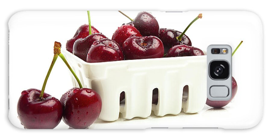 Cherry Galaxy Case featuring the photograph Organic Wet Cherries In Container by Ryasick