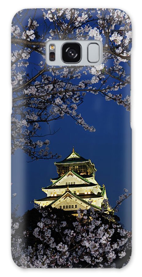 Built Structure Galaxy Case featuring the photograph Osaka Castle With Cherry Blossoms At by John W Banagan