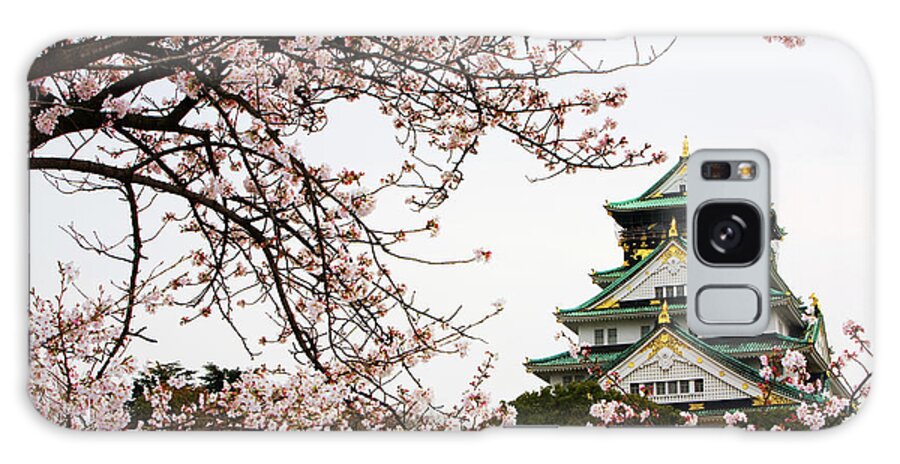 Built Structure Galaxy Case featuring the photograph Osaka Castle With Cherry Blossoms by John Banagan