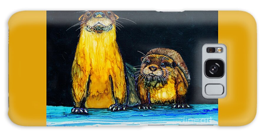 Otters Galaxy Case featuring the painting Otters R Us by Jan Killian
