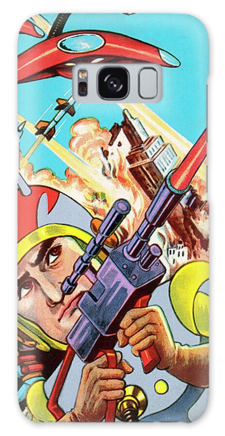Adult Galaxy Case featuring the drawing Outer Space Attack by CSA Images
