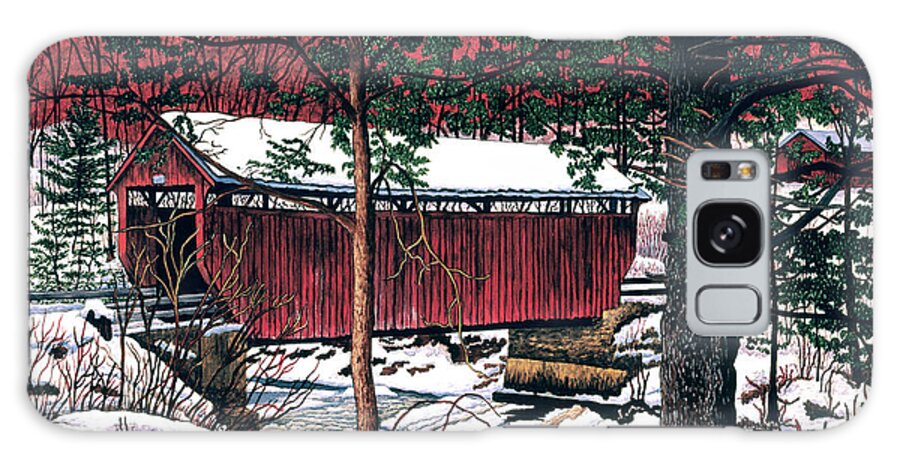 Covered Bridge Galaxy Case featuring the painting Over The River by Thelma Winter
