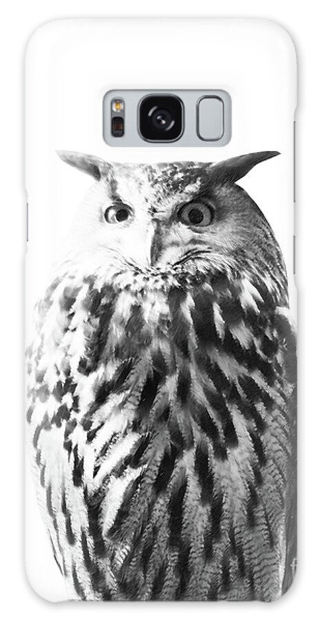 Digital-manipulation Galaxy Case featuring the mixed media Owl on White #1 #animal #decor #art by Anitas and Bellas Art