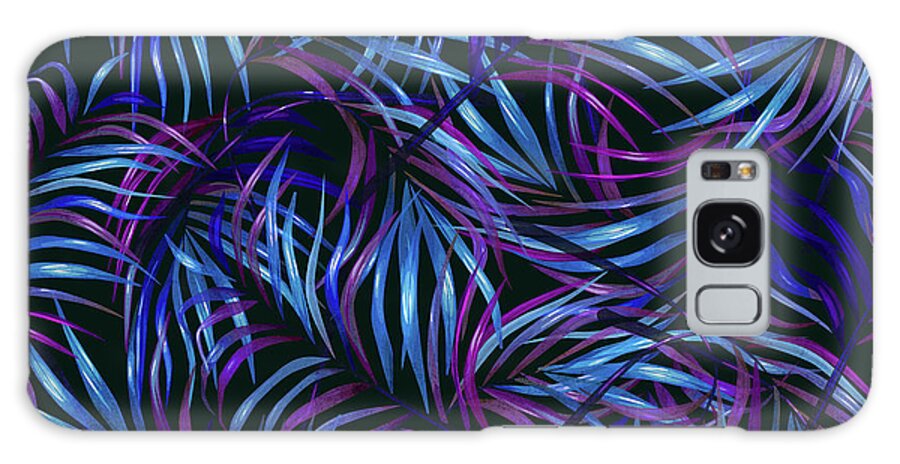 Palm Galaxy Case featuring the mixed media Palm Leaf Pattern 4 - Tropical Leaf Pattern - Blue, Purple, Violet - Tropical, Botanical Design by Studio Grafiikka