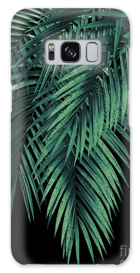 Color Galaxy Case featuring the mixed media Palm Leaves Green Night Vibes #1 #tropical #decor #art by Anitas and Bellas Art