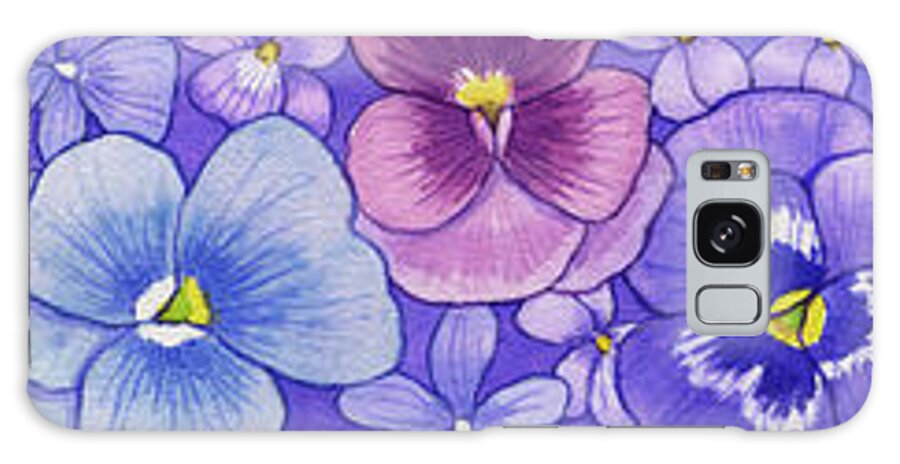 Pansies Border Galaxy Case featuring the painting Pansies Border by Geraldine Aikman