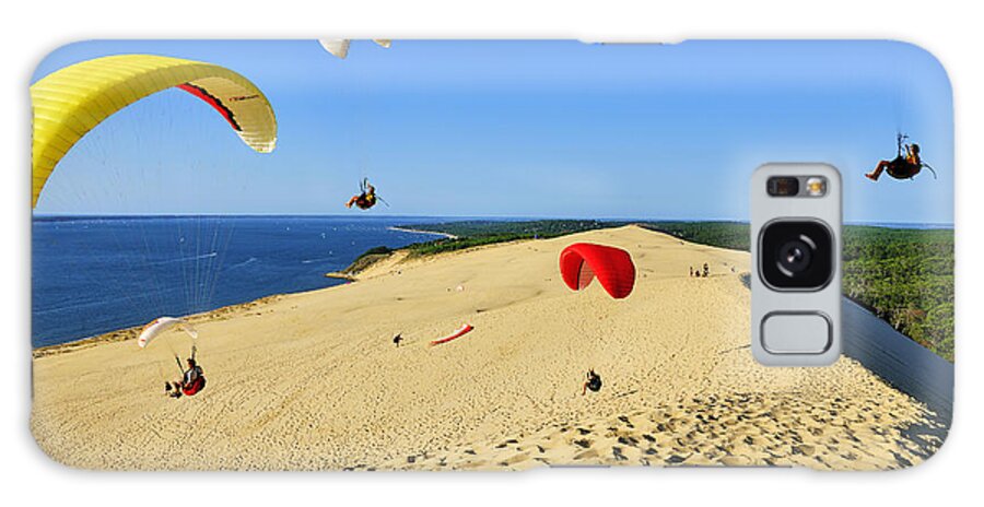 Estock Galaxy Case featuring the digital art Paragliding Over Sand Dunes by Luca Da Ros