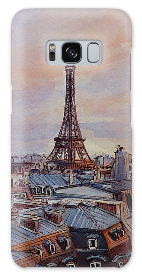 Paris Galaxy Case featuring the painting Parisian rooftops by Henrieta Maneva